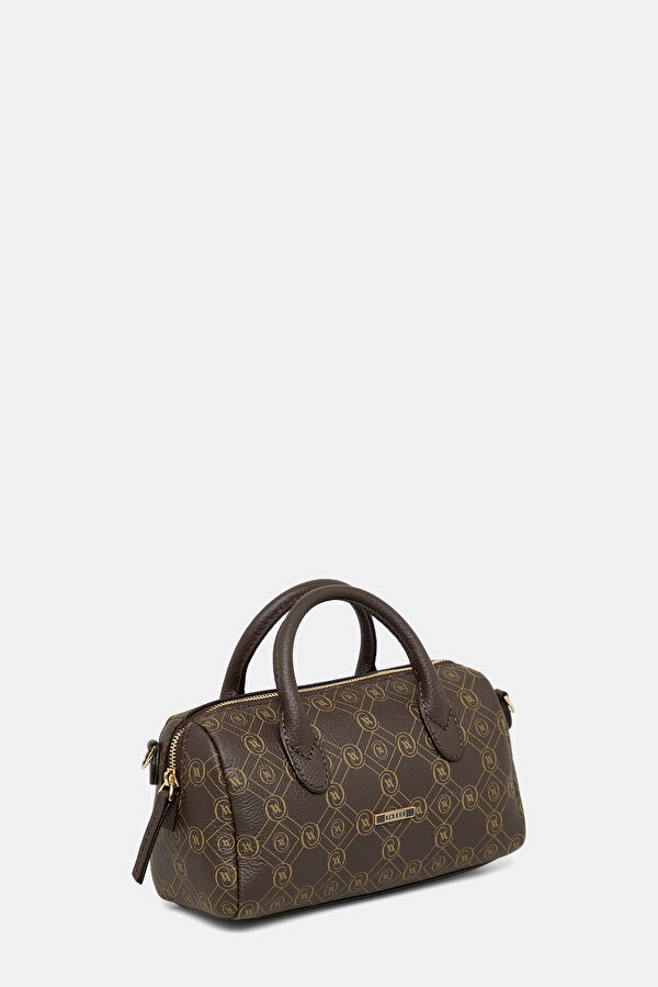 BEIGE MONOGRAM LEATHER BAG